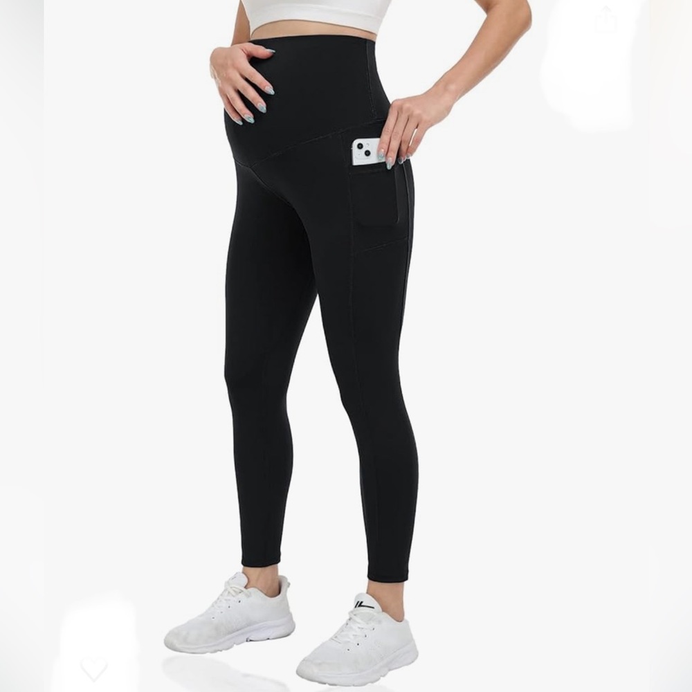 Gillya Maternity Over the Belly Leggings w/ side pockets NWOT Black, size small